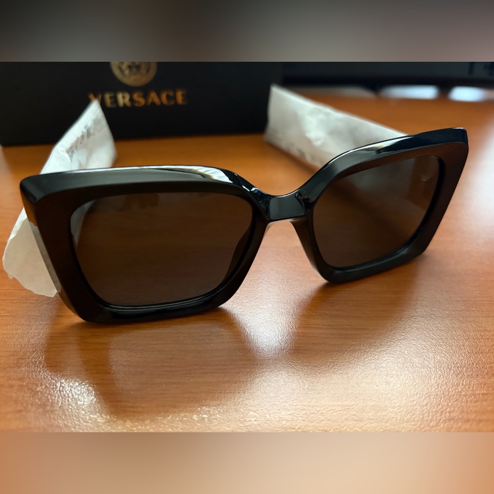 Versace Women’s Black Oversized Square Sunglasses - Picture 4 of 12
